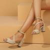 Summer New Round Toe Open Toe Bag Heel One Strap Anti-slip Wear-resistant High Heels Fashion Block Heel Sandals