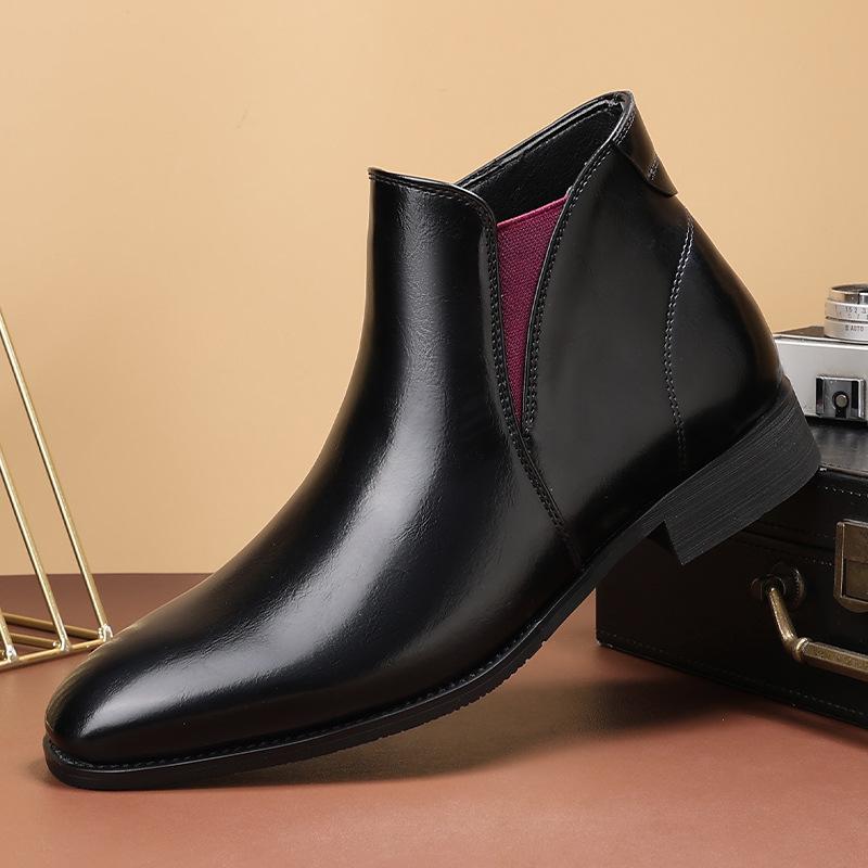 Men's Chelsea Boots Fashion British Style Short Boot Luxury High-Top Leather Boots for Men Business Men Dress Boots Botas Hombre