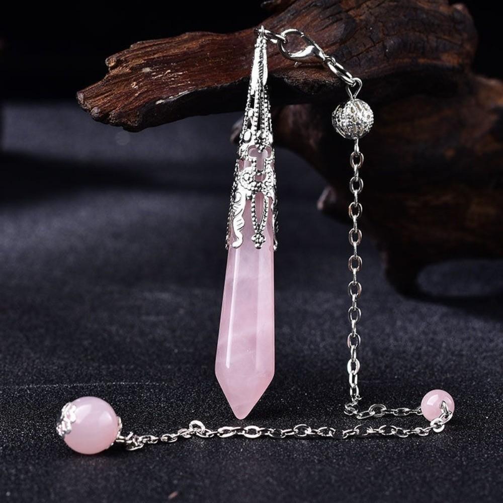 Energy Natural Crystal Pendulums Hexagon Cone Witch Spiritual Pendulos Jewelry Gift