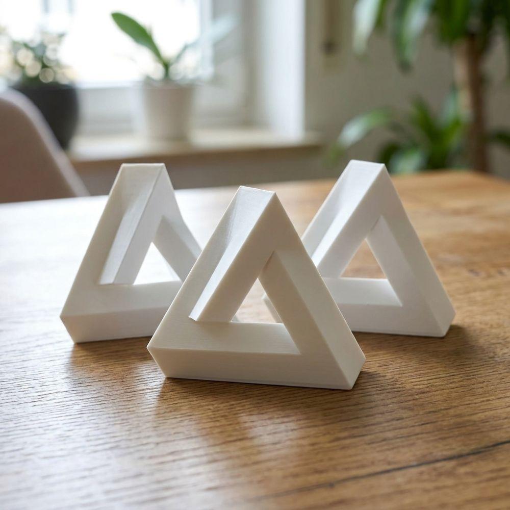 3D Printed Impossible Triangle Ornament Triangle Optical Paradox Craft Decor Study Desk