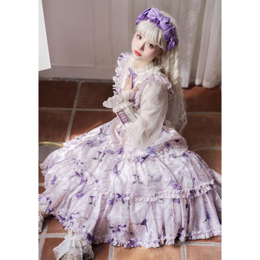 Firefly Flower OP Light Lolita Daily Lolita Vintage Dress - Girls' Soft Girl Fake Two-Piece Set