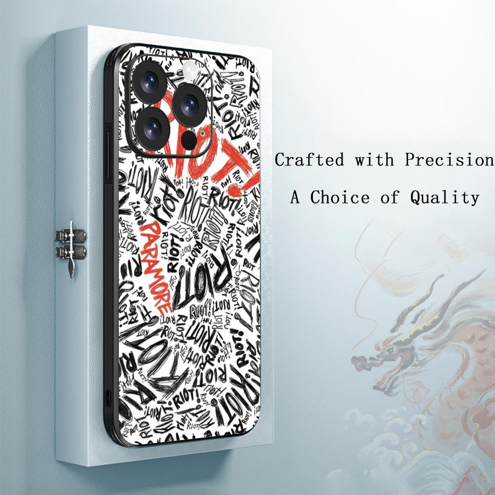 Cool Paramore band pattern design Phone Case For iPhone 17 16 16e 15 14 13 12 Plus Mini Pro Max Soft black Shockproof Cover