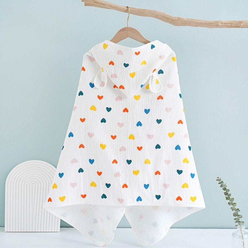 Four Layer Hooded Bathrobe Cartoon Printed Infant Bathrobe Warm Baby Gauze Bath Towel  Sleepwear