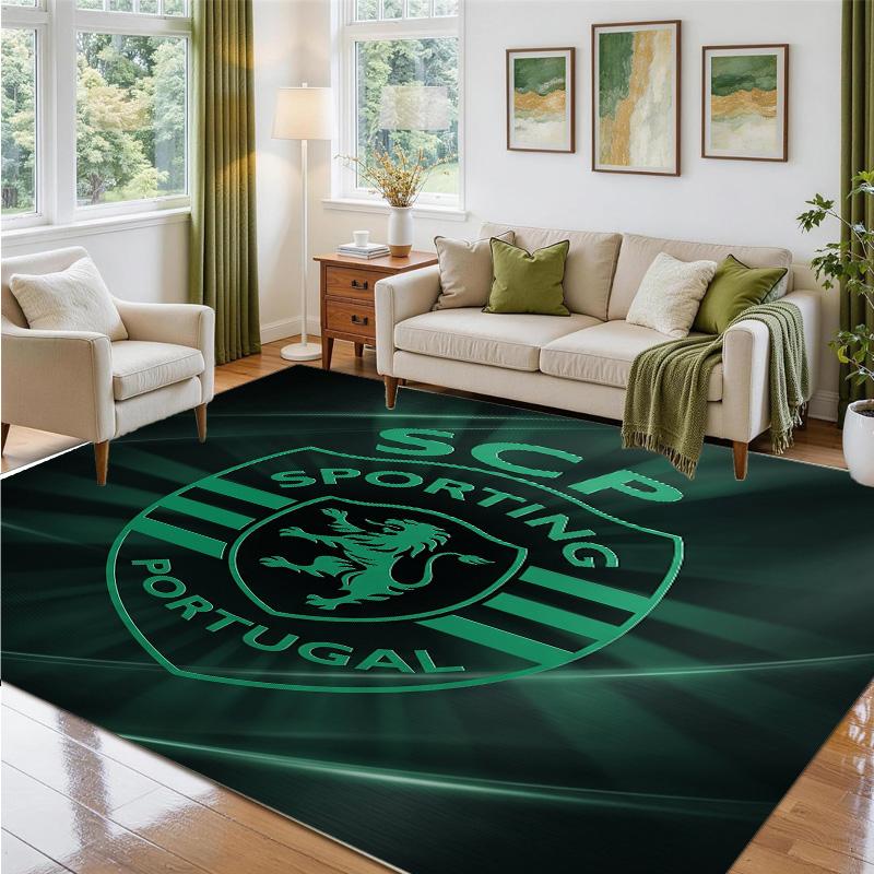 Sporting CP FC Design Crystal Velvet Rug Soft Decorative Mat for Bedroom Entrance