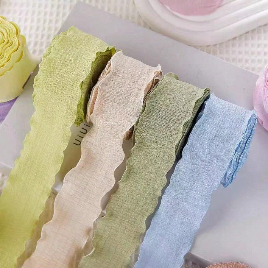 10 Yards/Roll 0.98inch Ruffle Lace Pleated Ribbon, Flower Bouquet Cake Packaging Ribbon, DIY Handmade Materials