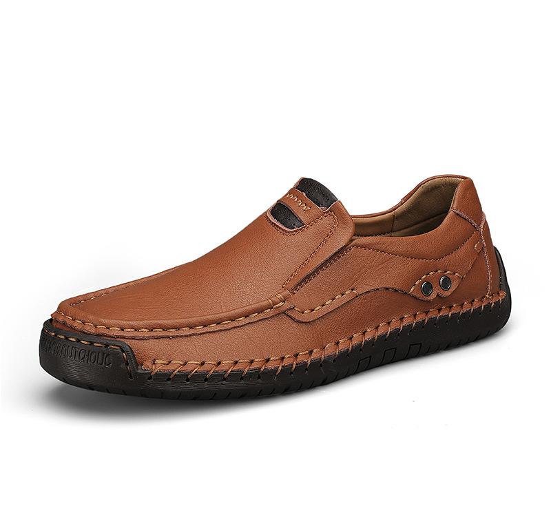 Large Size Men's Shoes 2025 New Handmade Leather Loafers Men's One-pedal Soft-soled Beanie Shoes 464748