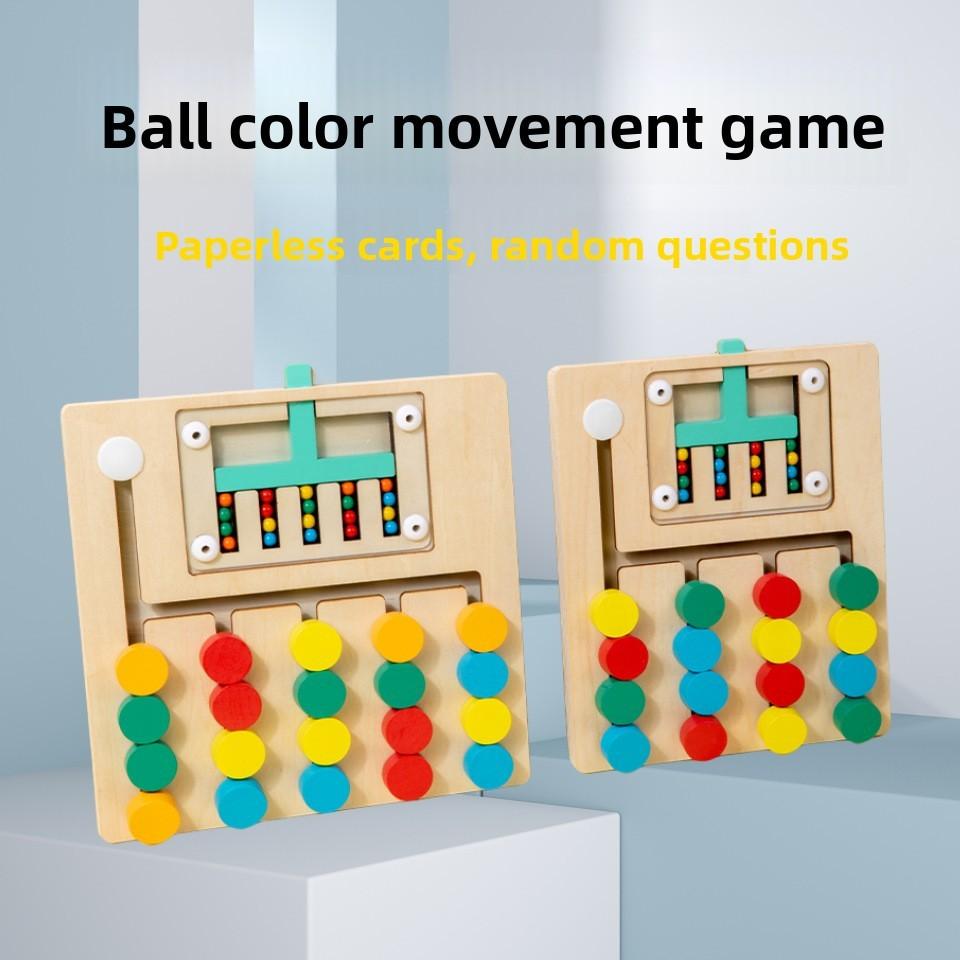 Wooden Color Bead Moving Game For Toddler Cognitive Development And Hand Eye Coordination