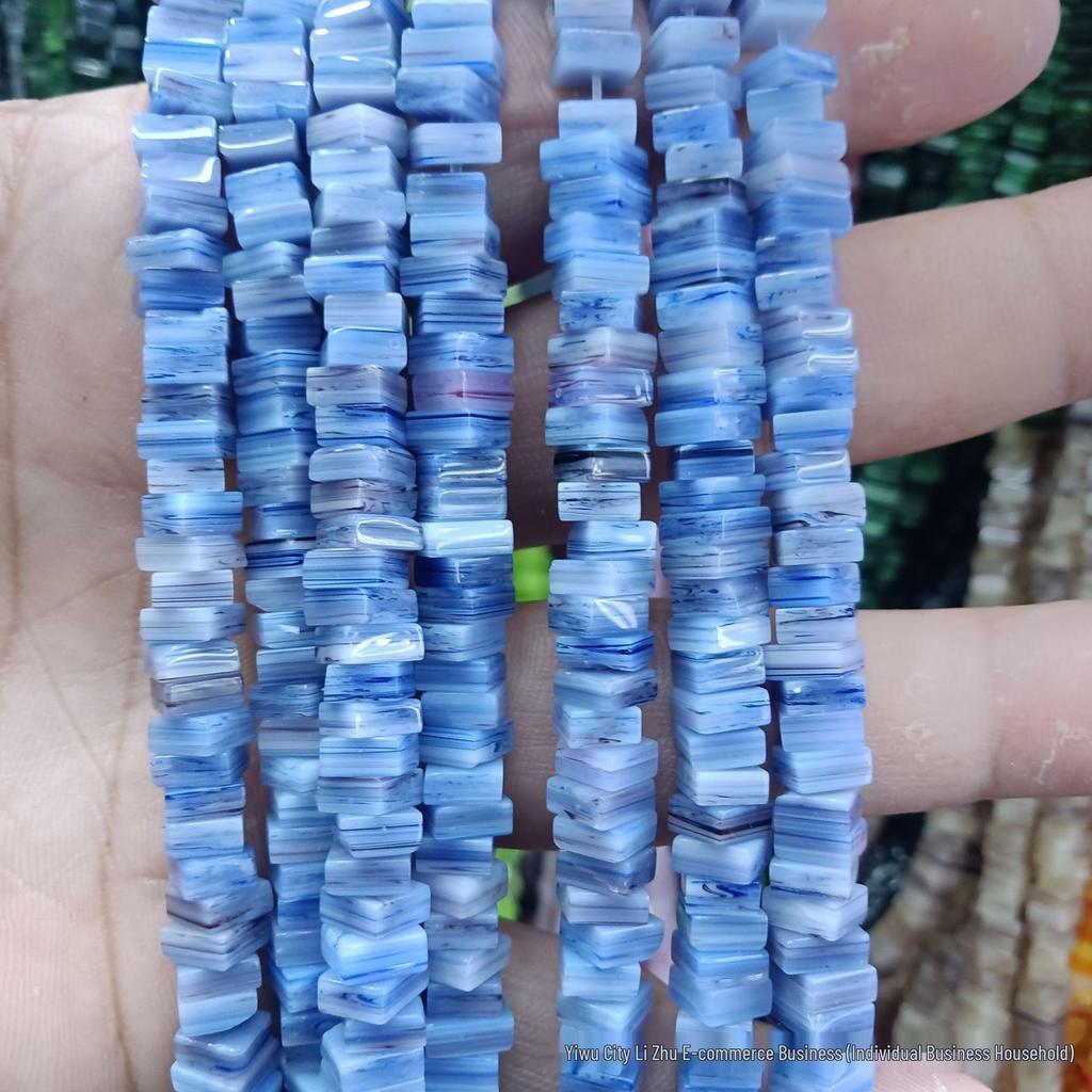 Nepal Kolorowe Kwadratowe Szklane Koraliki 6x3mm do Biżuterii DIY