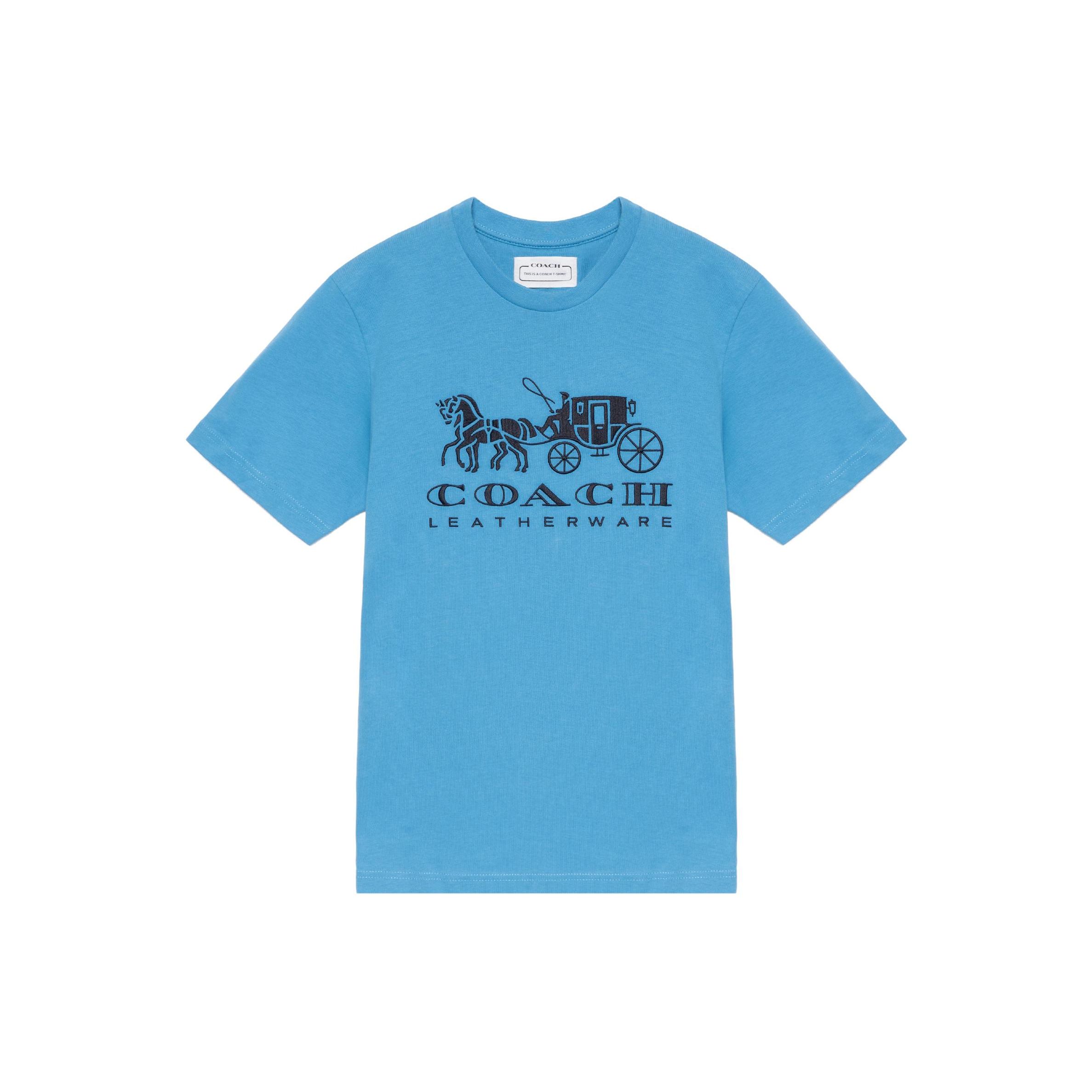 

Coach Ss23 Forever Series Carriage Letter Pattern Printed Short Sleeve T-Shirt Men Tops Blue C9114-TEA S