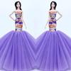 Romantic Purple Mermaid Fashion Doll Clothes For Barbie Doll Outfits Fishtail Party Dress For 1/6 BJD Doll Cosplay Costume