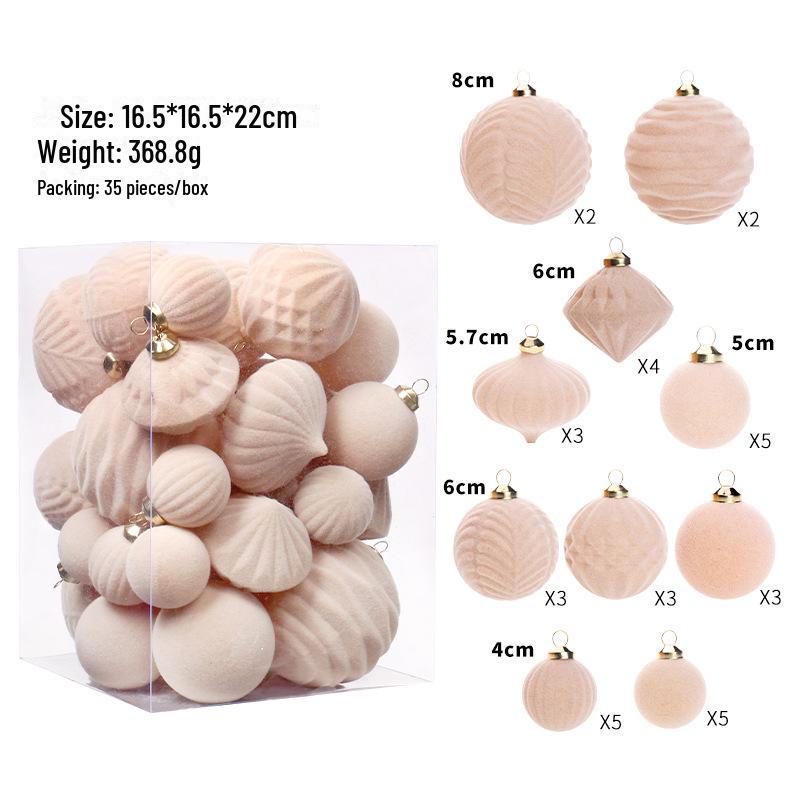 35-teiliges Exquisites Beflocktes Weihnachtskugel-Set mit Geschenkbox