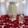 The Wedding Room Is Decorated With Simulated Rose Petals, The Proposal Is Arranged With Romantic Wedding Flowers, Creating A Romantic Atmosphere