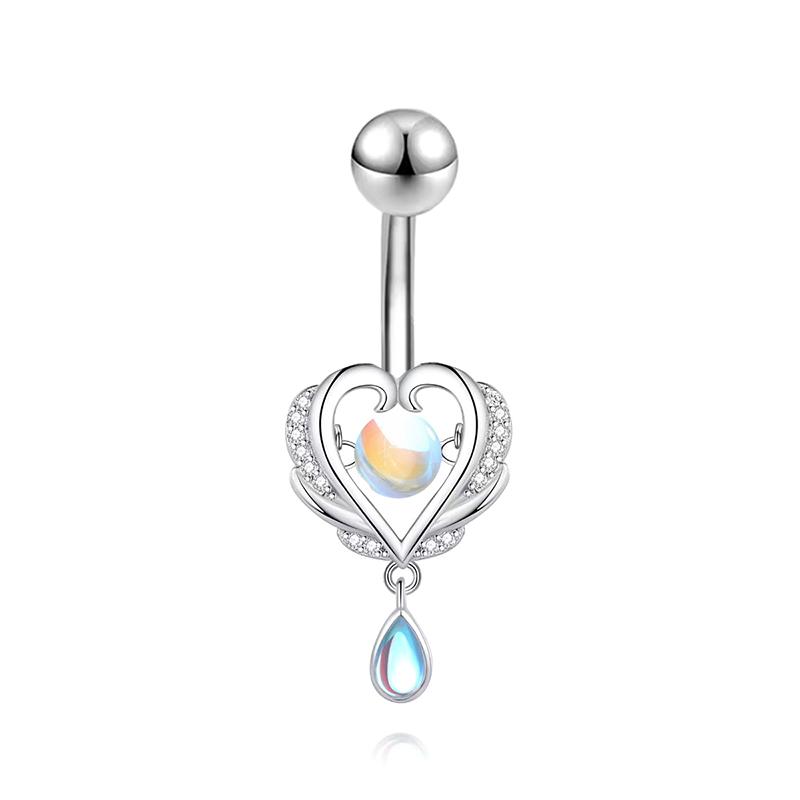 Shiny Belly Button Rings Stainless Steel Heart Navel Piercing Barbell For Women Fashion Belly Ring Sexy Body Piercing Jewelry