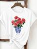 (Asian Size) Print Tee Top Women Woman Fashion Clothing T Shirt  Female Sweet Butterfly Style Short Sleeve Graphic T-shirts