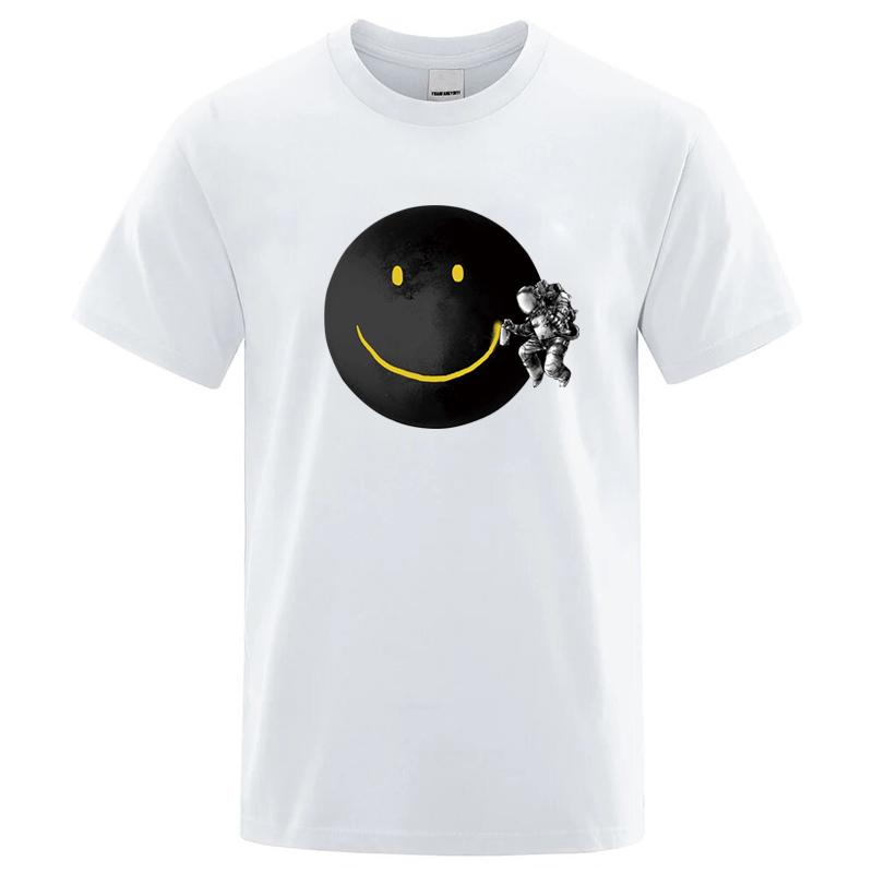 Summer Men's Cotton Funny Spaceman Printing Casual Comfortable Soft O-neck Short Sleeve T-shirt