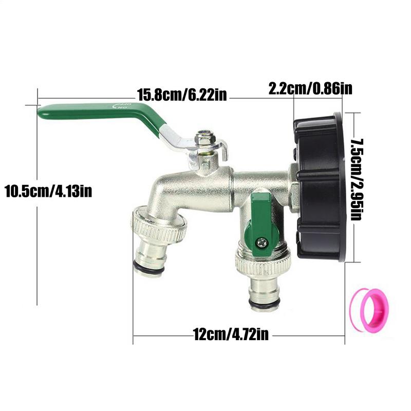 Garden Hose Splitter 2 Way Heavy Duty Hose Connector Tap Splitter With Valves Rust-Resistant Metal Irrigation Parts For Outdoor