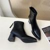 Winter Street Pointed Toe Women Ankle Thick Heels Female Retro Short Booties De Muje for Adult Women