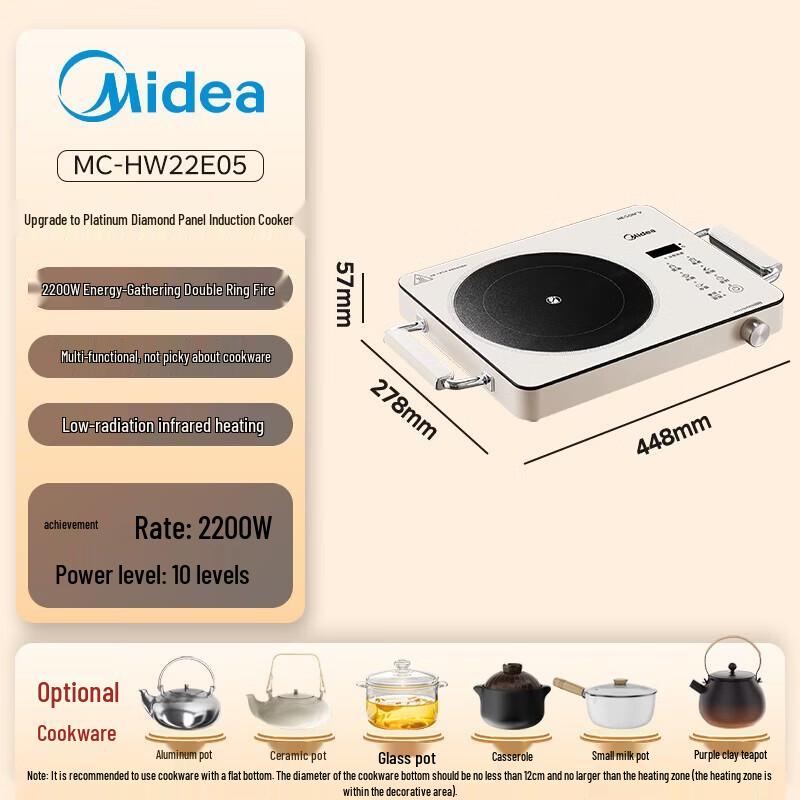 Midea 2200 Вт Умная инфракрасная электрическая керамическая плита CN вилка (адаптер в комплекте)