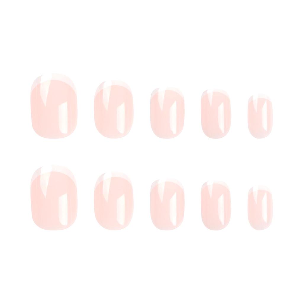 French White Nude Short Press-On Manicure Nail Stickers