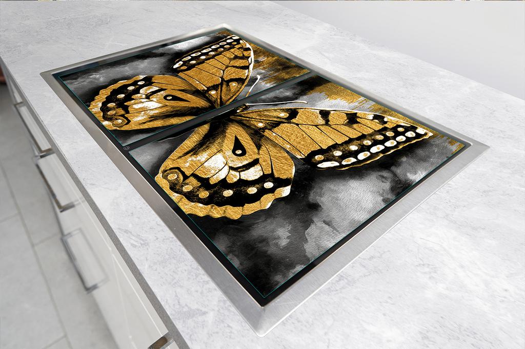 SZKLANA PŁYTA i DESKA DO KROJENIA 100x52 MOTYL