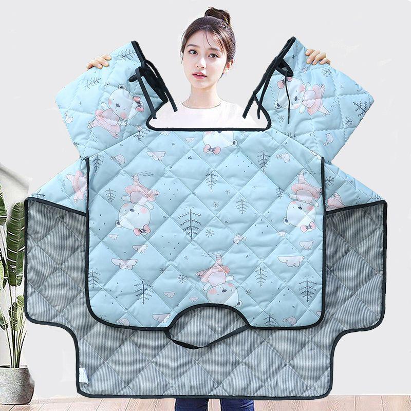 Four Seasons Electric Motorcycle Windshield Cover with Sunshade, Breathable Pockets, and Side Wings for Year-Round Protection.