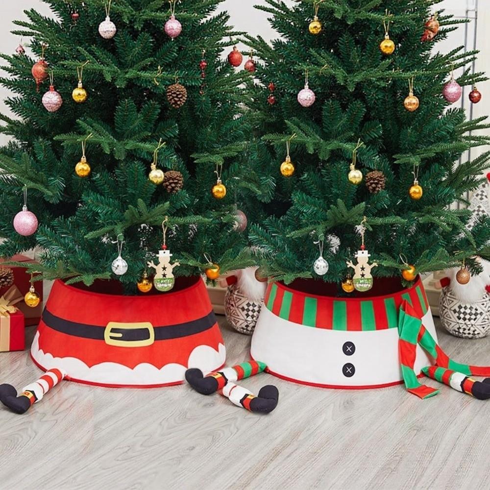 Snowflakes Christmas Tree Skirts Round Xmas Tree Collar Christmas Tree Bottom Cover  Family Holiday