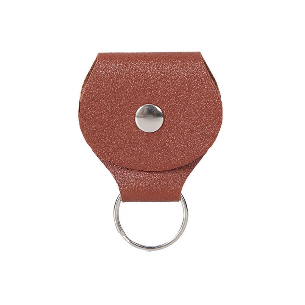 PU Leather Guitar Pick Holder Keychain Clip Durable Portable Pick Storage Case with Metal Key Ring for Easy Access and Secure Carry
