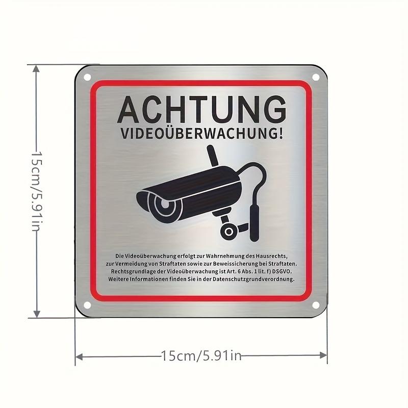 1PC Durable Aluminum Security Surveillance Signs - German "Achtung Video Überwachung" with Camera Icon