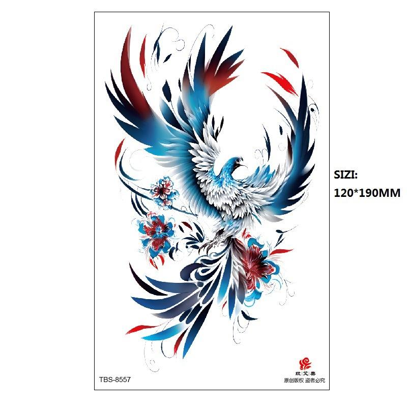 Hand Painted Original Color Flower Fox Phoenix Women'S Simulated Tattoo Water Transfer Tattoo Sticker