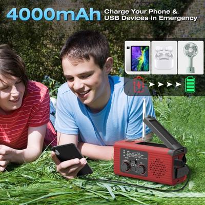Emergency Radio SOS Alarm Compact Design Portable Weather Alert Radio Solar Charging Hand Crank AM/FM Radio with LED Flashlight