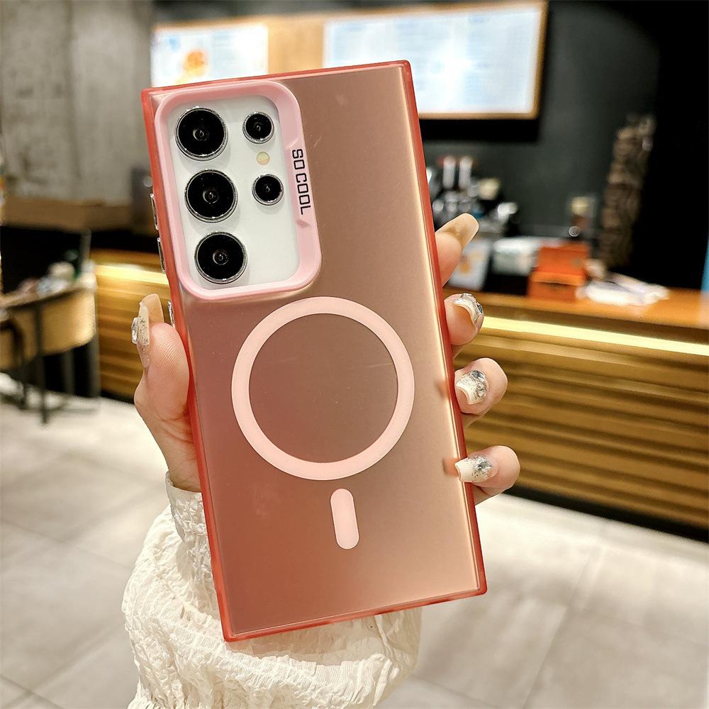 Matte Colorful Sliver Magnetic Phone Case for iPhone 11 12 13 14 15 16 Samsung S20FE S21 S22 S23 S24 S25 TPU Soft Silicone Shockproof Hard Back Cover