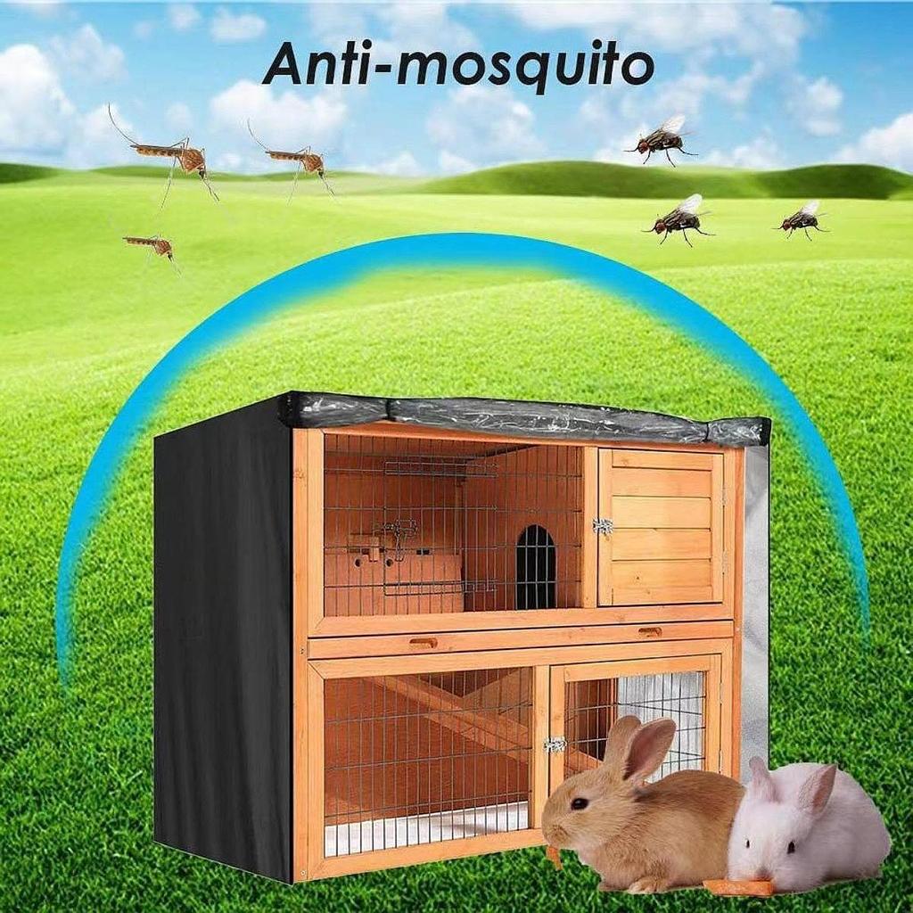 Durable Polyester Rabbit Hutch Cover Weather Resistant Double Layer Bunny Cage Accessory for Rabbits Shelter