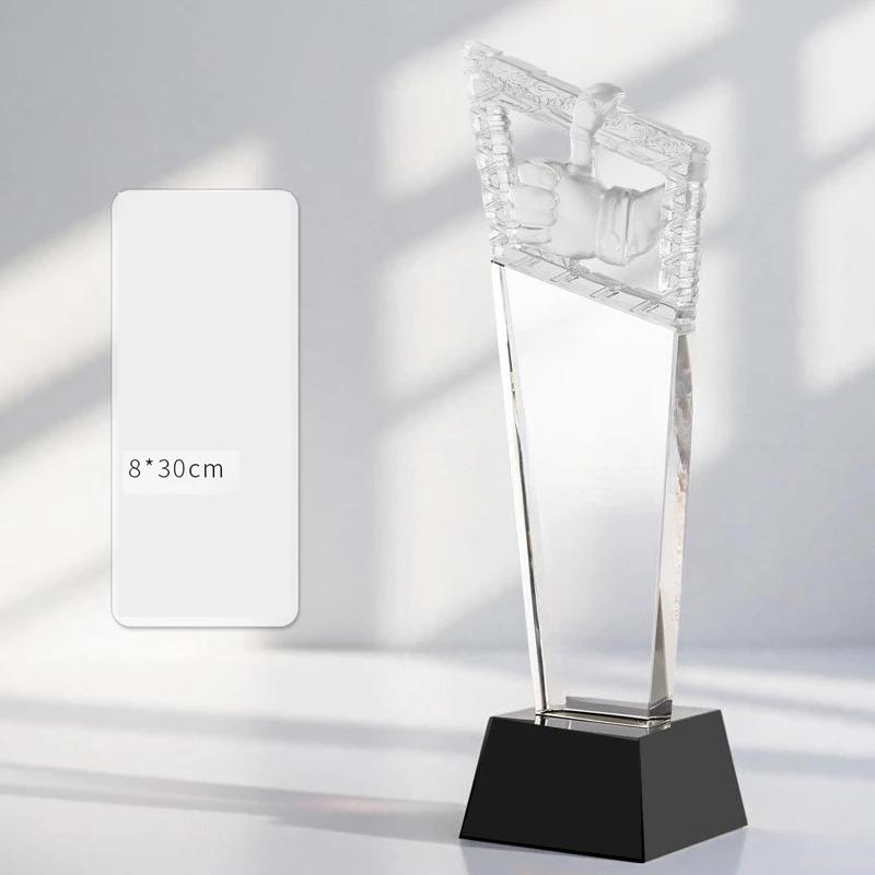 Customized Thumb Shape Crystal Trophy, Excellent Staff Annual Meeting Awards, Home Decoration, Color Printing Carving Medal, 1Pc
