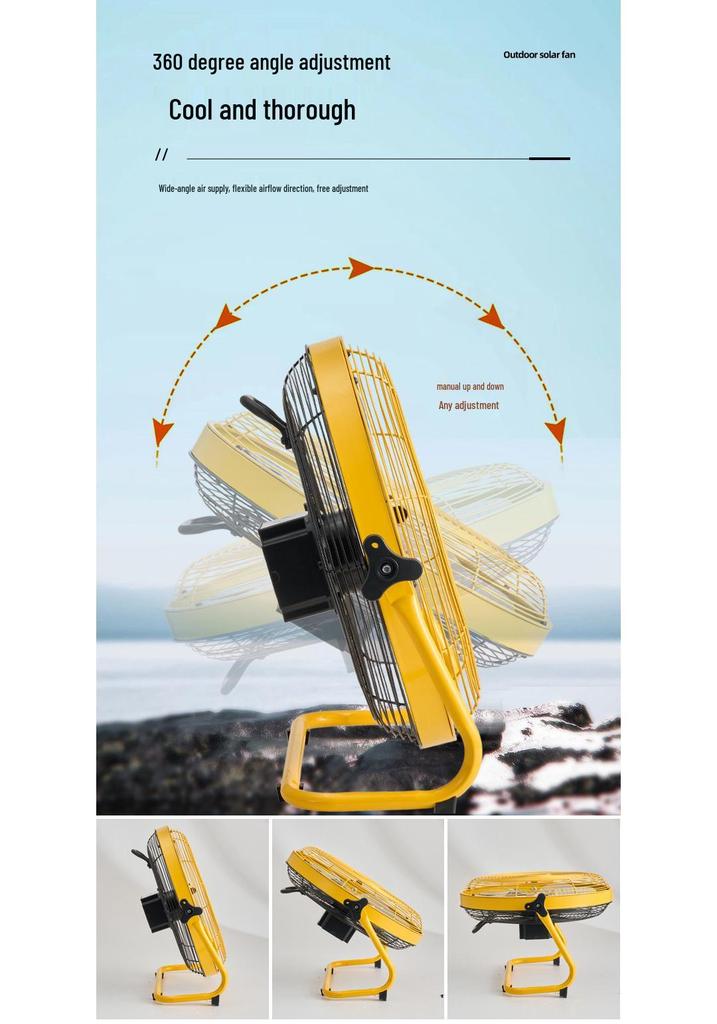 16-Inch Solar Charging Electric Fan: Powerful for Home, Camping, and Efficient Energy Use