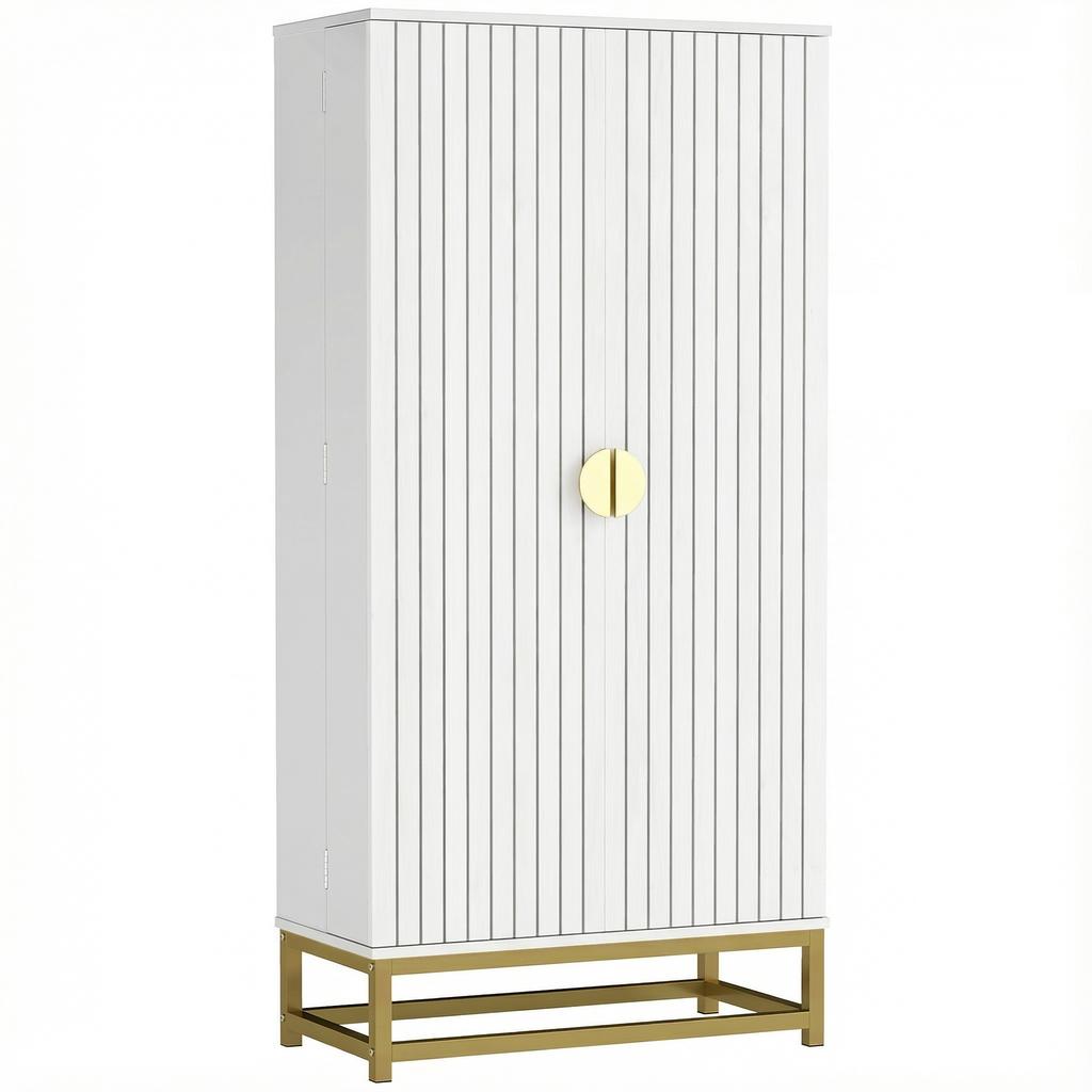 Kitchen Cabinet Kitchen Storage Unit with 12 Door Shelves, Adjustable Shelves, 58x29x119.5cm, White