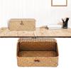 Handwoven Seagrass Storage Basket Seagrass Desktop Organizer Woven Rectangular Basket  Office Desk