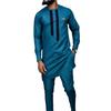 S-4XL Men Dashiki Long Clothes Shirt Trouser Set Mens 2 Pieces Outfit Suit Traditional Male Clothes T-shirt Pant Suits for Men