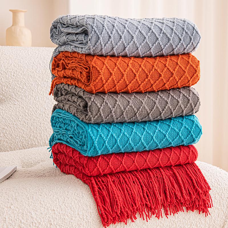 Coperta a Maglia a Rete Diamante: Morbido, Delicato sulla Pelle, Perfetto per Letto, Divano o Stanza Universitaria
