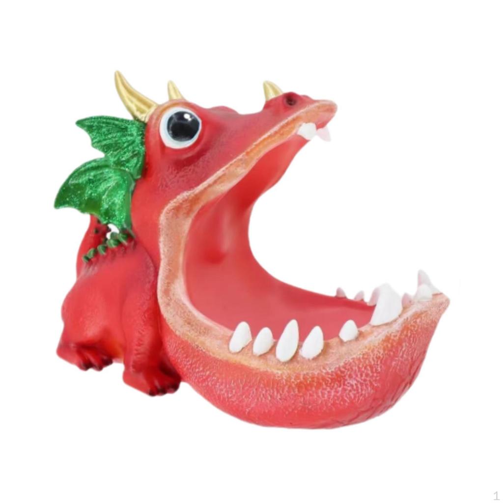 Dinosaur Figure Candy Bowl Cartoon Decorative Resin Animal Sculpture Key Holder for Office Bookshelf