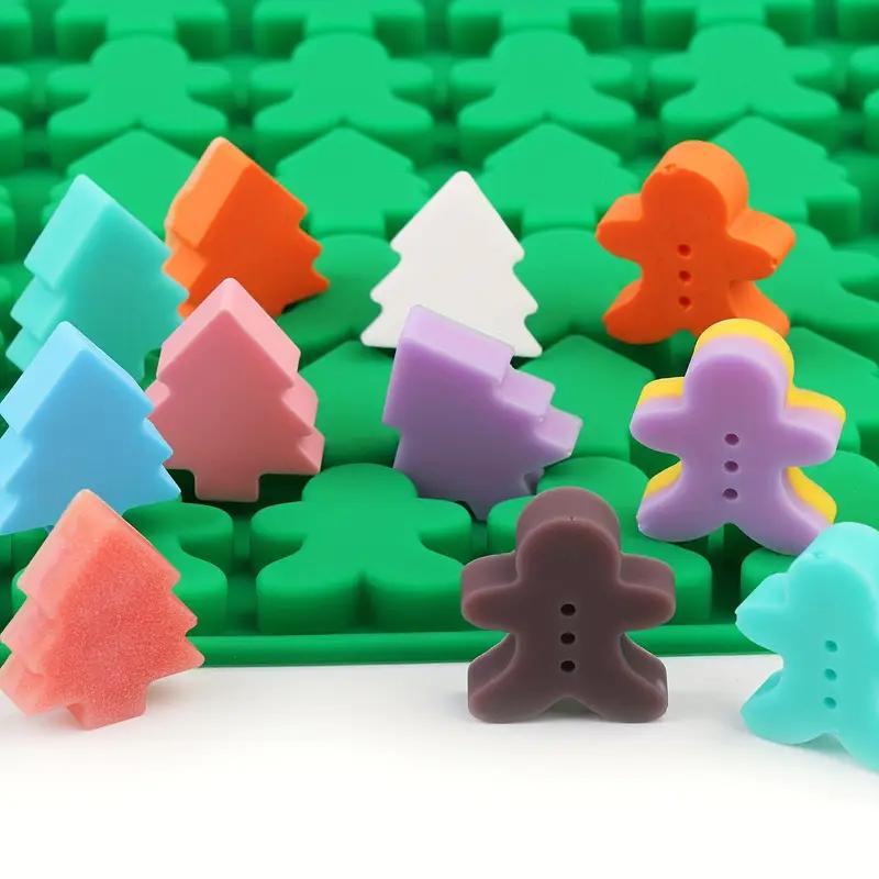 Christmas Silicone Molds 72-Cavity Mini Molds Shaped with Christmas Tree Santa Claus Gingerbread Man Bell Shaped Baking Mold