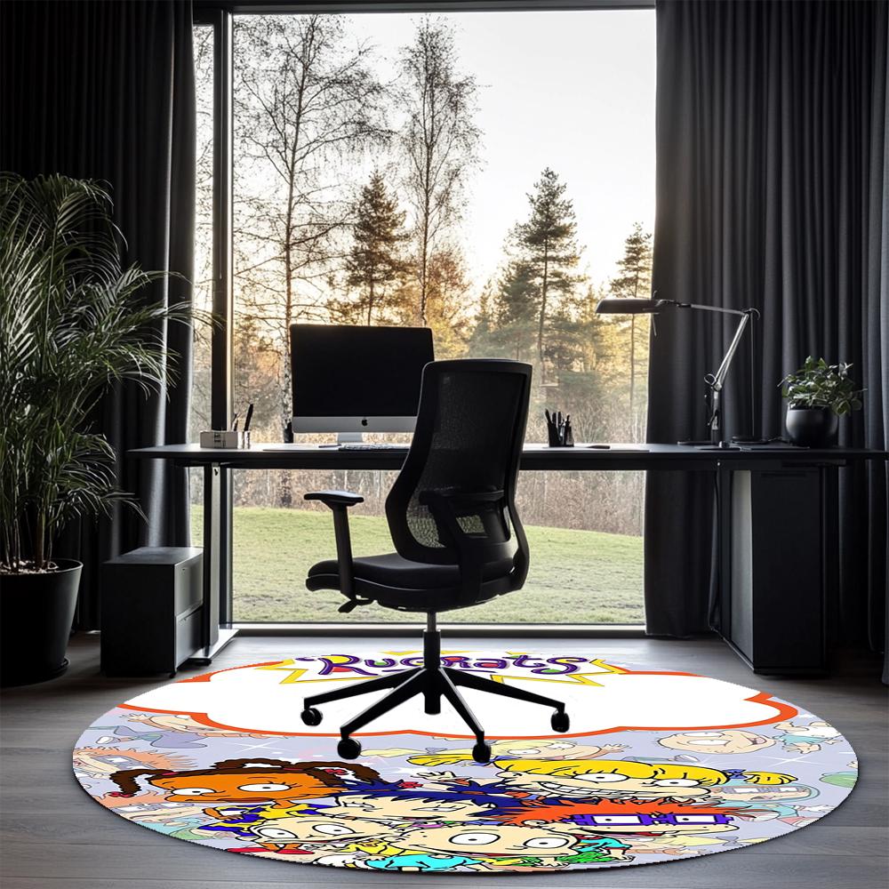Rugrats Printed Round Rug Carpet Chair Rug Area Rug Entryway Doormats,for Office Chair Living Room Bedroom Kitchen Room.
