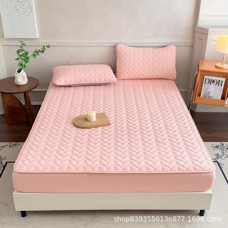 

Cotton Color Woven Washed Cotton Mattress Cover, Fully Wrapped Protective Cover, Dust-proof Bedsheet for Student Dormitories, Suitable for All Seasons 90*200cm+30cm