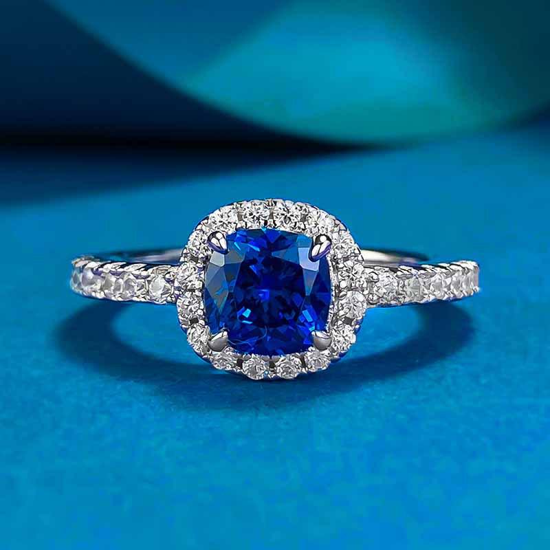 

Xiancan Jewelry Royal Blue 6x6mm Square S925 Silver Engagement Ring for Women Size 6