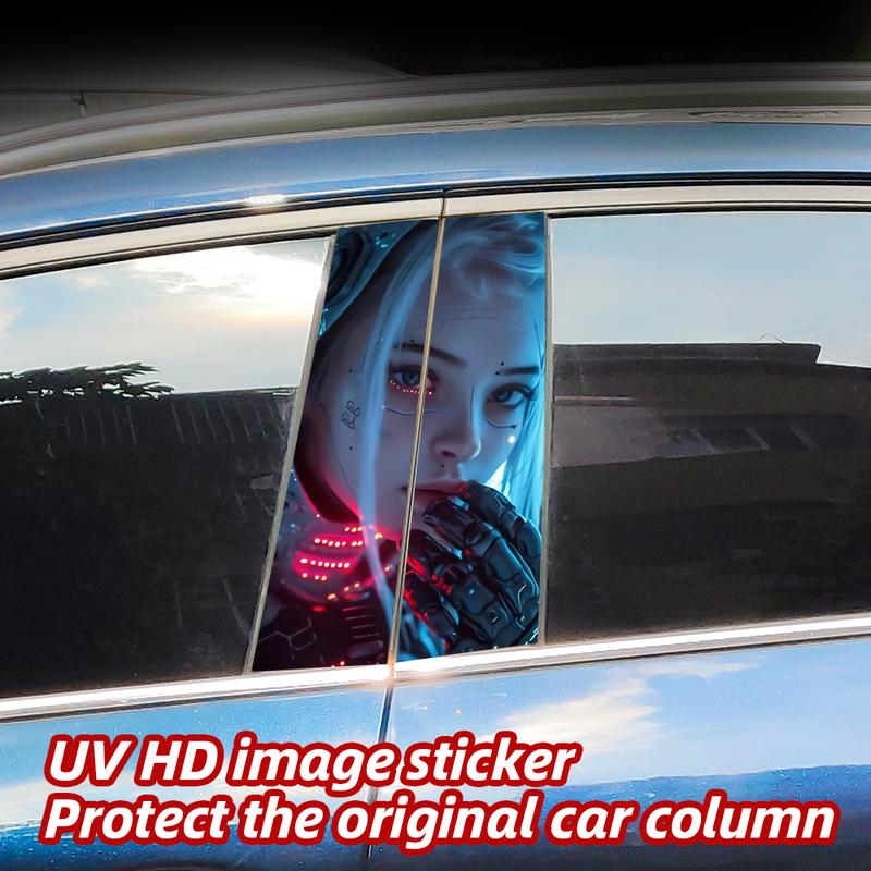 Cyberpunk Girl Car Stickers Waterproof DIY Auto B-pillar Protective Decor Cover Scratches Universal Vehicle Decals Accessories