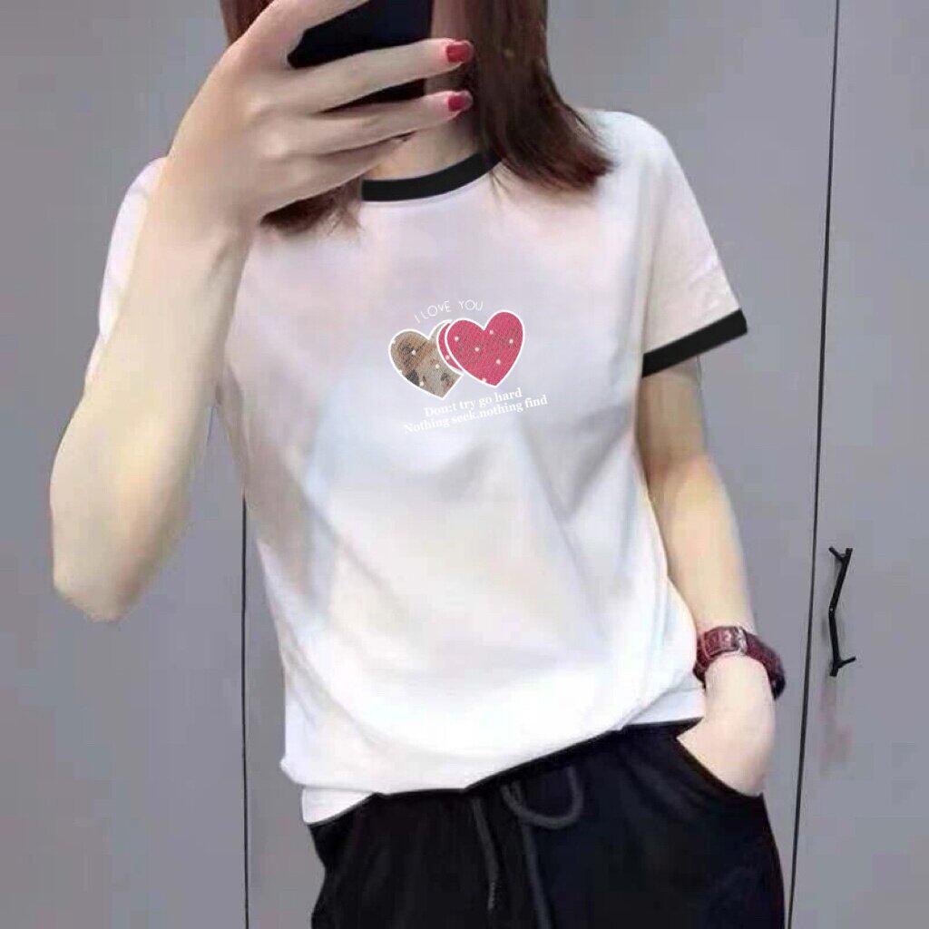 Korean Style High-End Color Block Collar Women's Slimming Loose Short Sleeve T-shirt