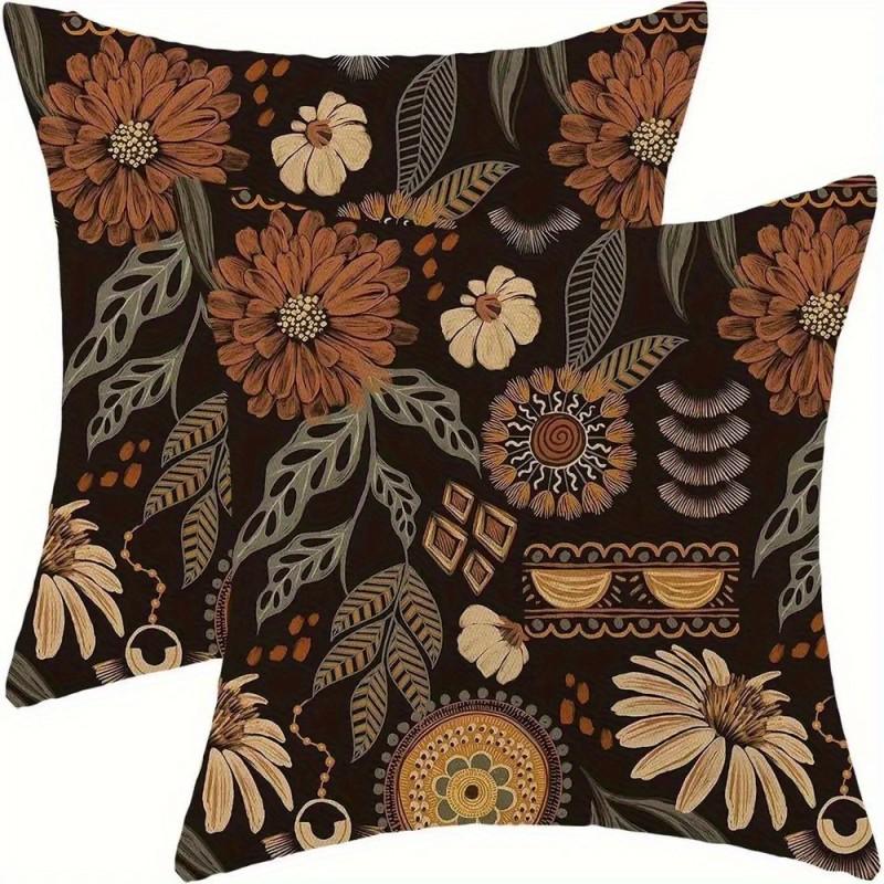 

2PCS Fashion Floral Art Bohemian Vintage Soft Pillowcase for Sofa Home Living Room Bedside Decor Pillow Cover Gift Party Decor
