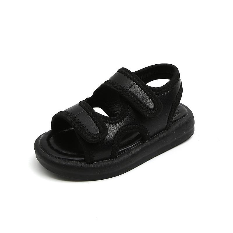 Children's Solid Soft-Sole Sandals – Boys' Beach Shoes, Summer Girls' Leather Solid Color Sandals