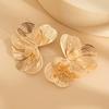 SHIXIN Elegant Multi Layer Petal Flower Ear Studs Earrings for Women Classic Gold Color Floral Piercing Earrings Fashion Jewelry