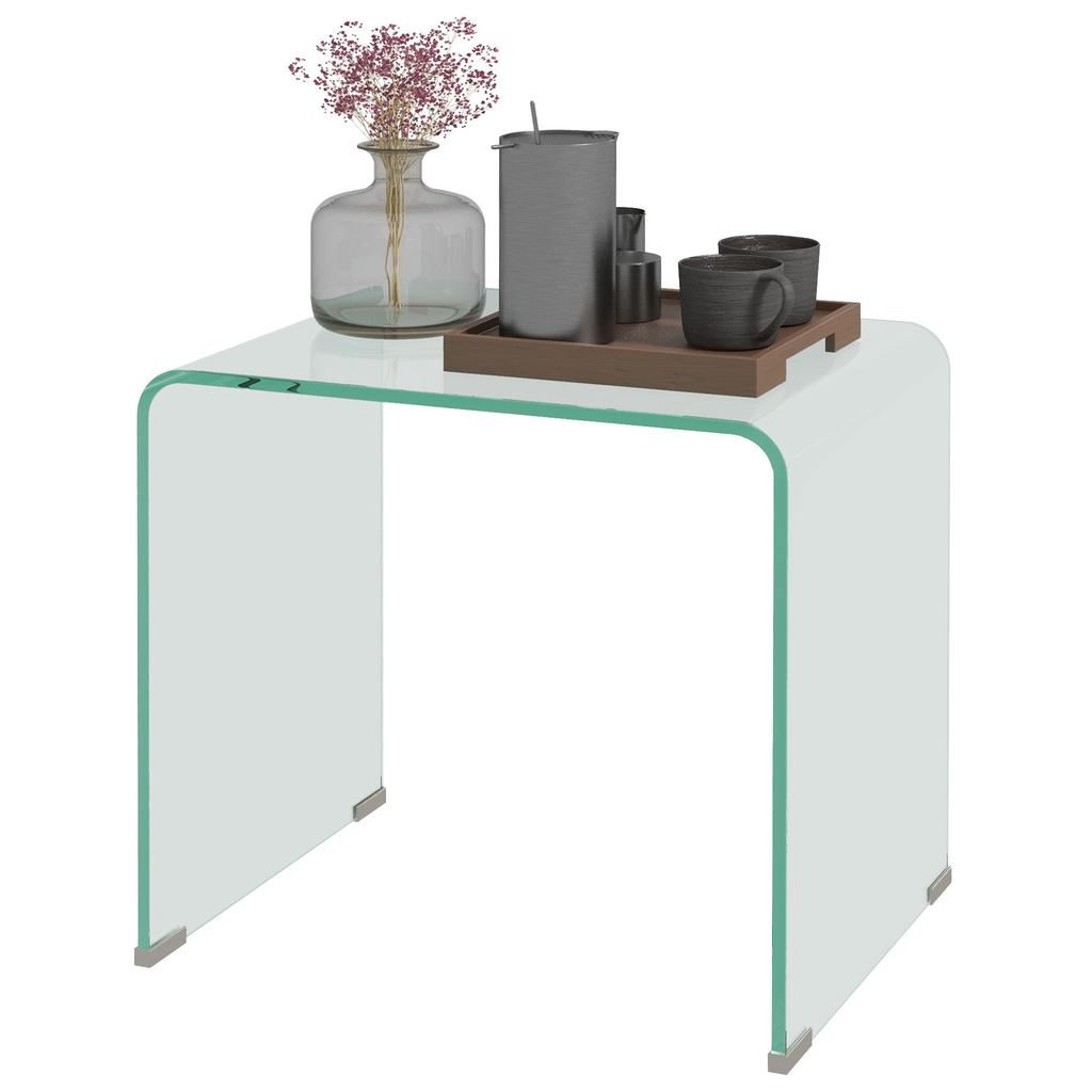 Glass Coffee Table, Rectangular, Tempered Glass, Rounded Edges, Transparent