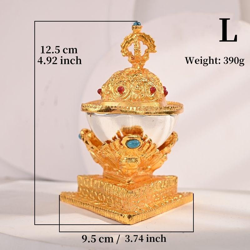 Tibetan Toba Altars Guardian Bowl,Engraving Inlaid Gem Alloy Handicraft Buddhism Holy Water Plate,Buddhist Religious Item,1Set